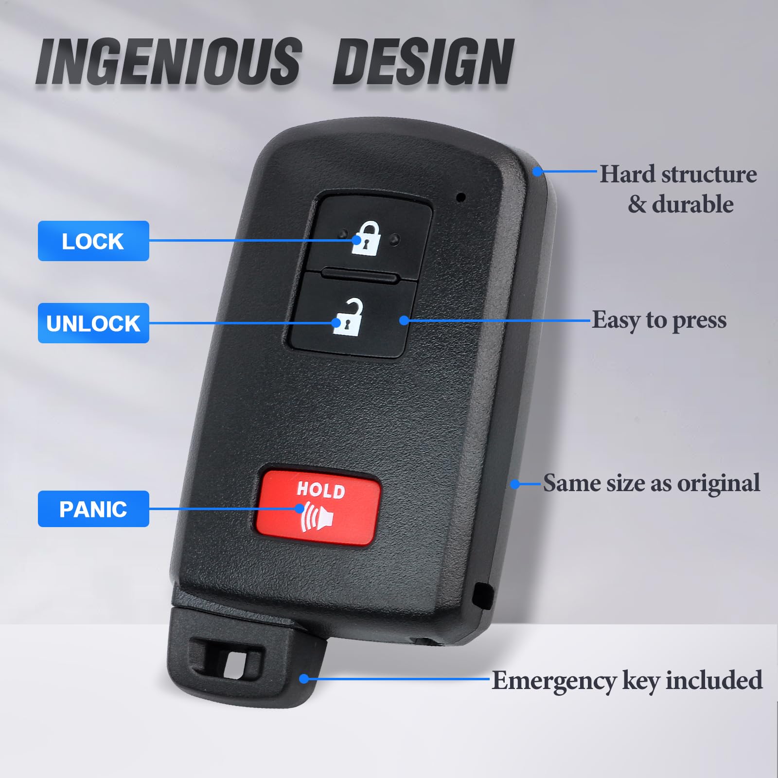 Replacement Smart Key Fob For Toyota Tacoma, Tundra, 4Runner, Sequoia 2021-2022 (Alliskeys)