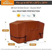 Vista 5 de NettyPro Cubierta para Plancha Blackstone de 28 pulgadas Impermeable Resistente 2 Quemadores Plancha Plana Cubierta para Parrilla de Gas de 28