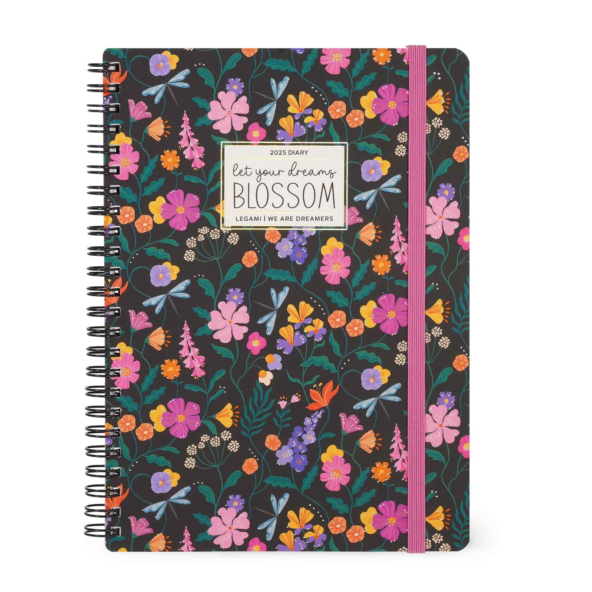Legami - Agenda semanal con espiral grande, 12 meses, agenda de enero de 2025 a diciembre de 2025, planificador plegable 2025/2026, cierre con elástico, bolsillo final, agenda, 15 x 21 cm, Wildflowers