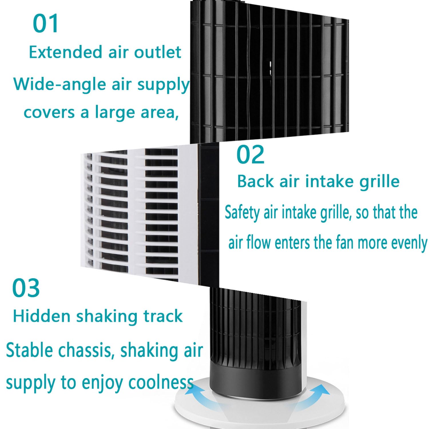 Aire acondicionado portátil 3 en 1, ventilador de torre oscilante de 80 pulgadas, 3 velocidades, temporizador de 7 horas, enfriador de aire silencioso para casa, oficina, viajes
