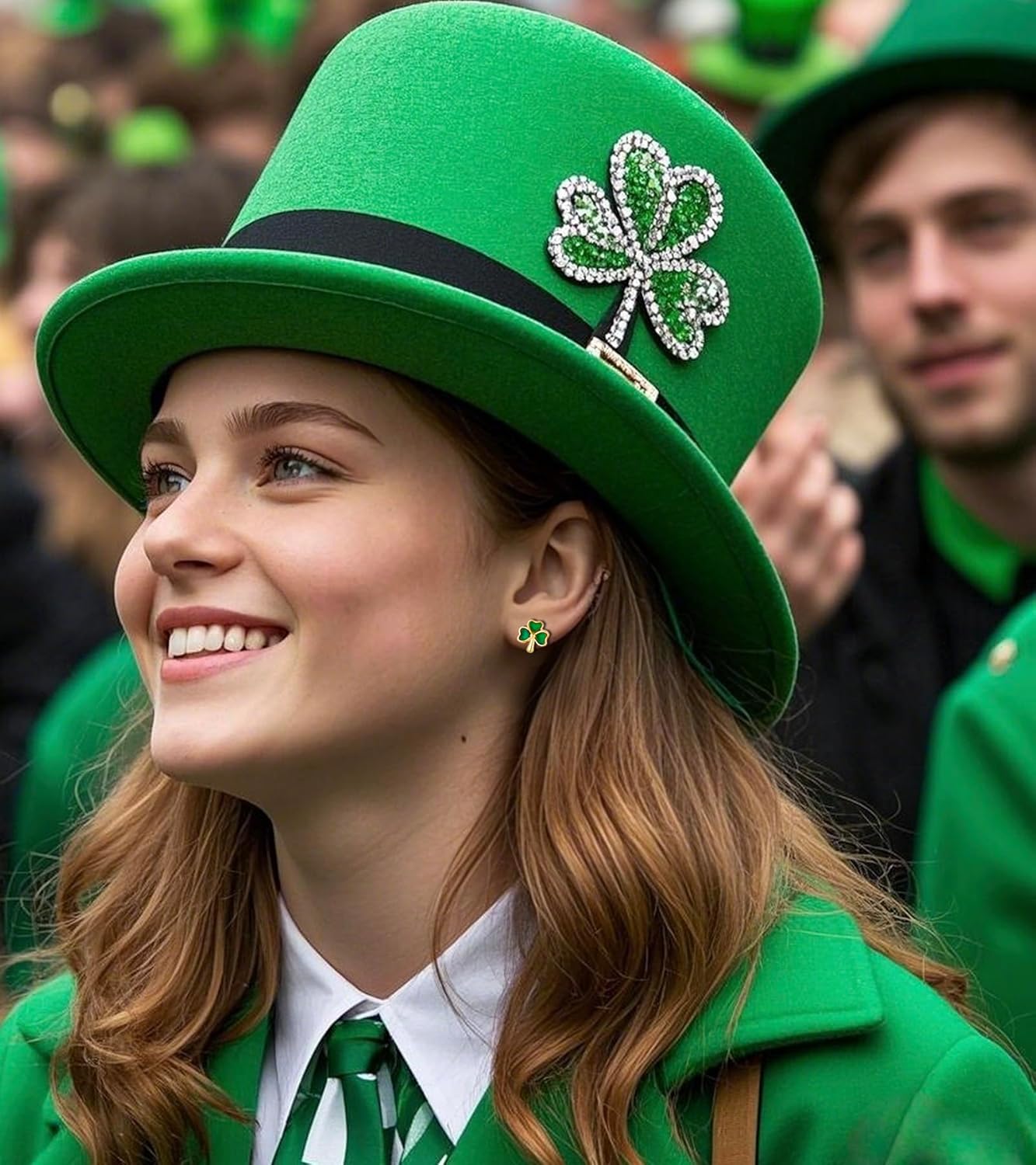 SLUYNZ 925 Sterling Silver Clover Stud Earrings for Women Teens Green Irish Shamrock Earrings Studs for St Patricks Day - Image 6