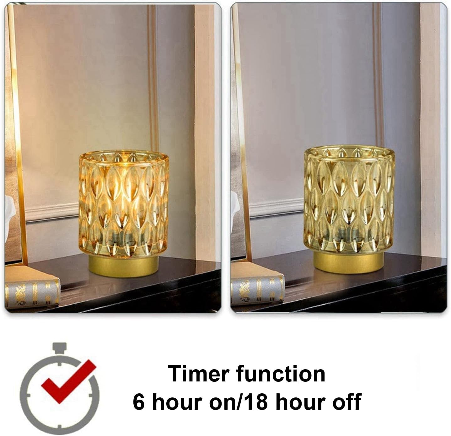 Marhynchus Battery Operated Lamp, Cordless Table Lamp with Timer Function and Warm LED Bulb, for Living Room Bedside Nightstand Home Decor