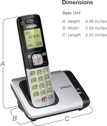 Miniatura 35 de Teléfono Vtech DECT 6.0 con identificador de llamadas / llamada en espera, plata / negro con 2 auriculares inalámbricos, Azul 1 Auricular Azul
