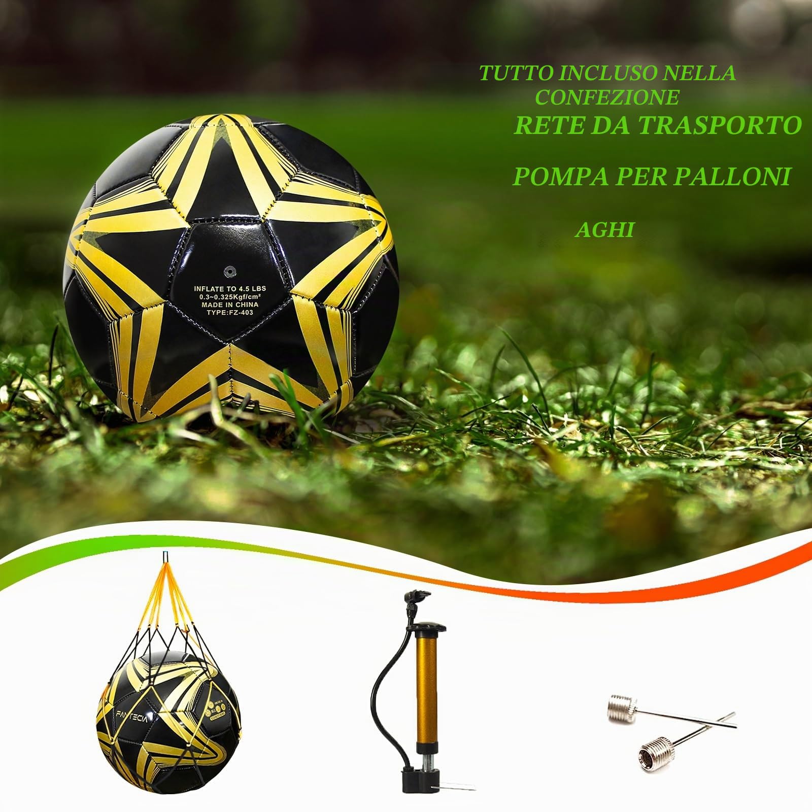 Pallone da calcio unisex taglia 5, palla ufficiale Match Futsal, calcio professionale da interno per ragazzi e adulti., Nero