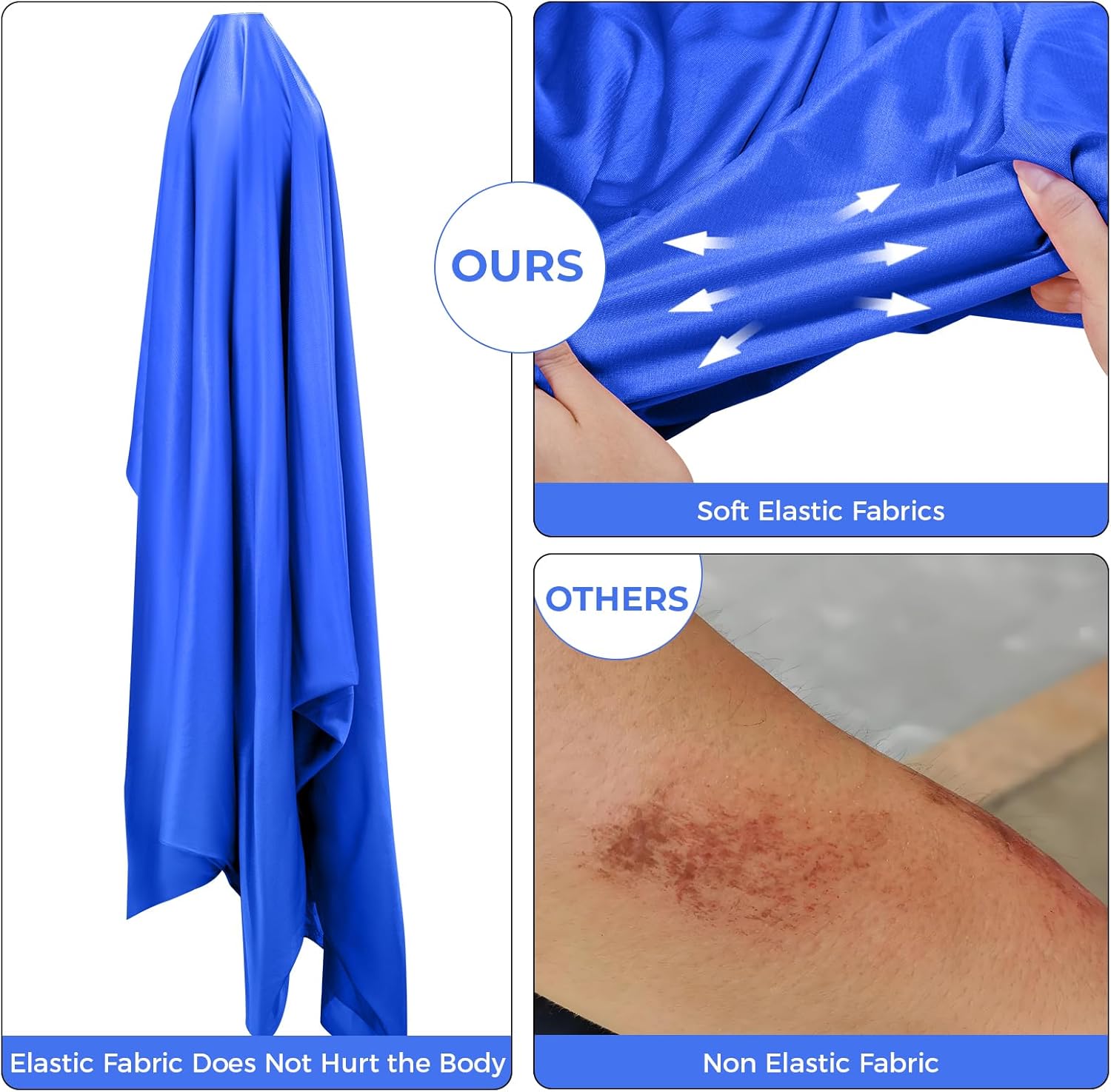 Sensory Joy Swing for Kids, Elastic and Soft Fabric Therapy Swing for Autism, ADHD, Asperger – Indoor Outdoor Sensory Swing for Children, Cozy Cuddle Hammock Chair Autism Swings Indoor（Jewelry Blue）