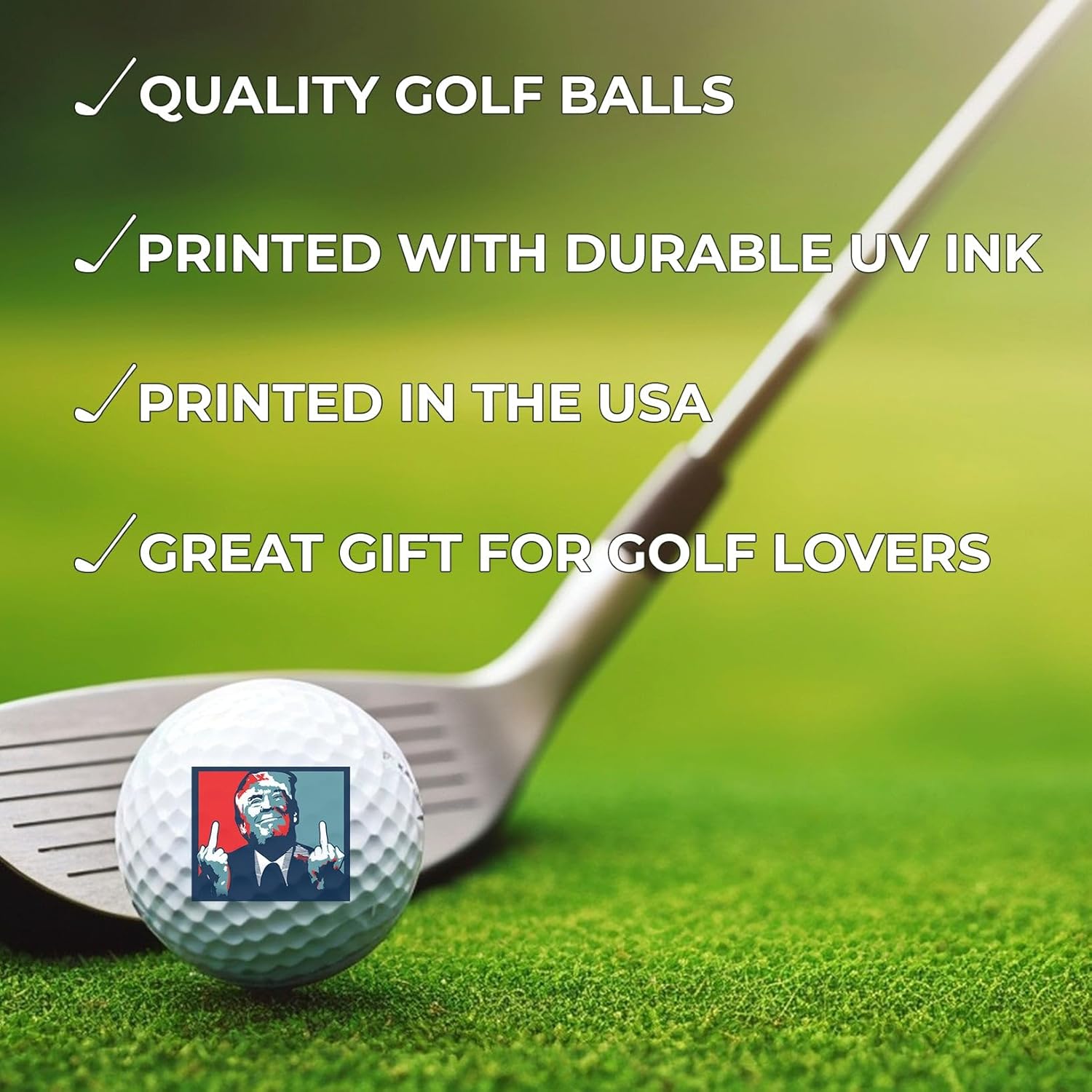 TeesAndTankYou Retro Trump Middle Finger Golf Ball Golf Ball - Novelty Gift for Men Golfers and Dad