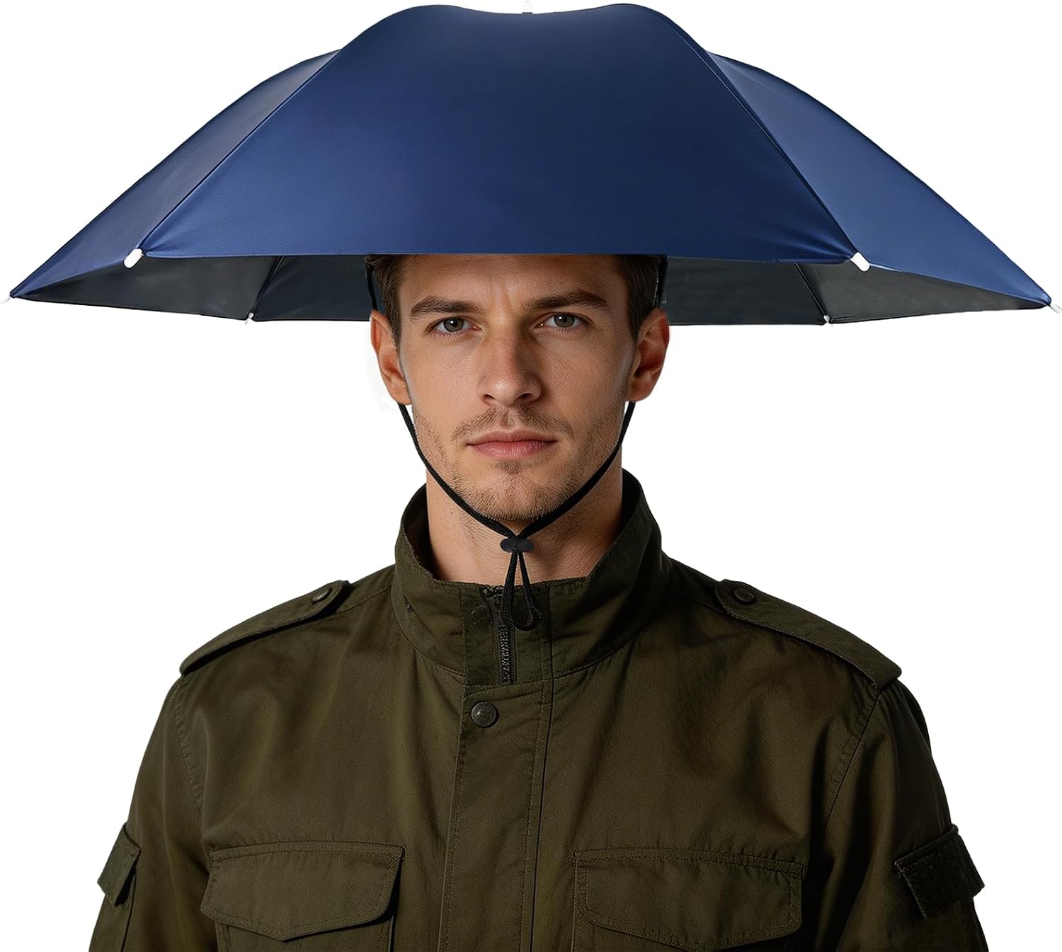 Luwint Umbrella Hat Hands Free, 36‘’ Wide Brim Sun & Rain Hat with Adjustable Chin Strap for Outdoor Activities