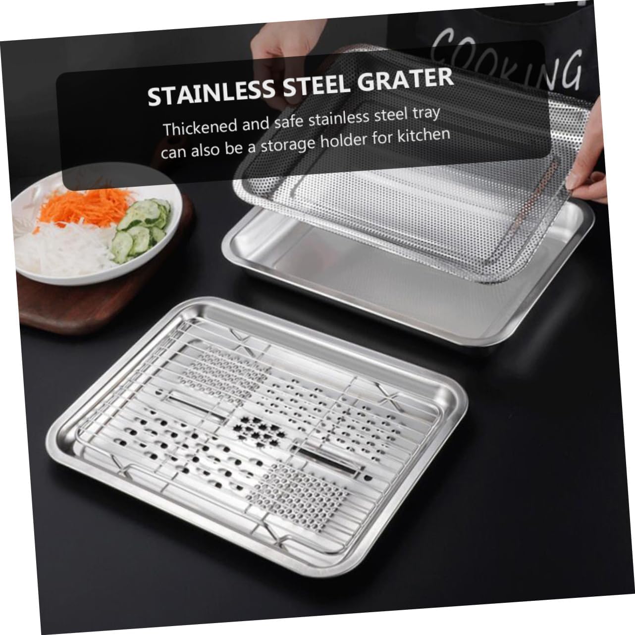 1set Stainless Steel Grater and Draining Plate Set Kitchen Essential for Grating and Washing Fruits Vegetables Easy to Clean Design