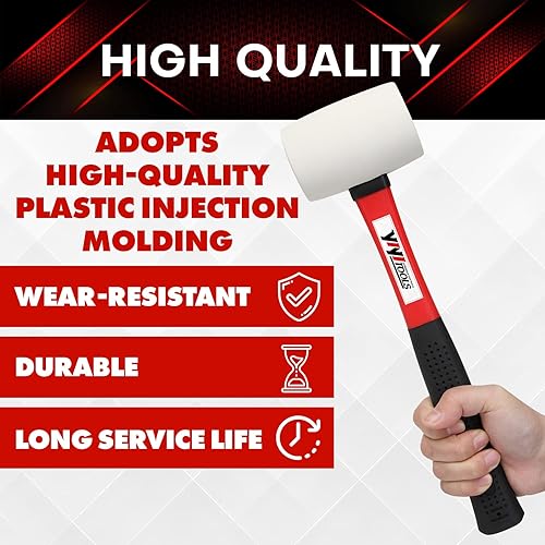 Vista 31 de YY-2-005 - Martillo tipo mazo de goma con mango de madera, 8 onzas, negro