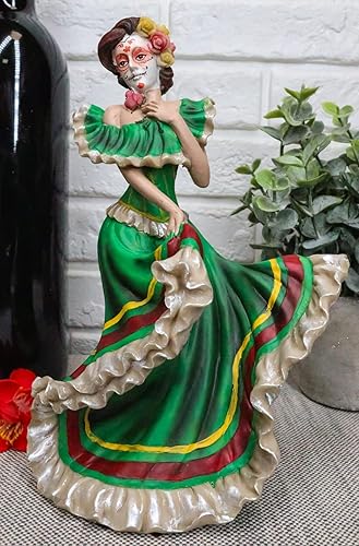 Miniatura 9 de Ebros Gift Dia De Los Muertos Calavera De Azúcar Vestido Verde Esqueleto Bailarín Ceremonial Figura Día de los Muertos Vivas Calacas Folclore