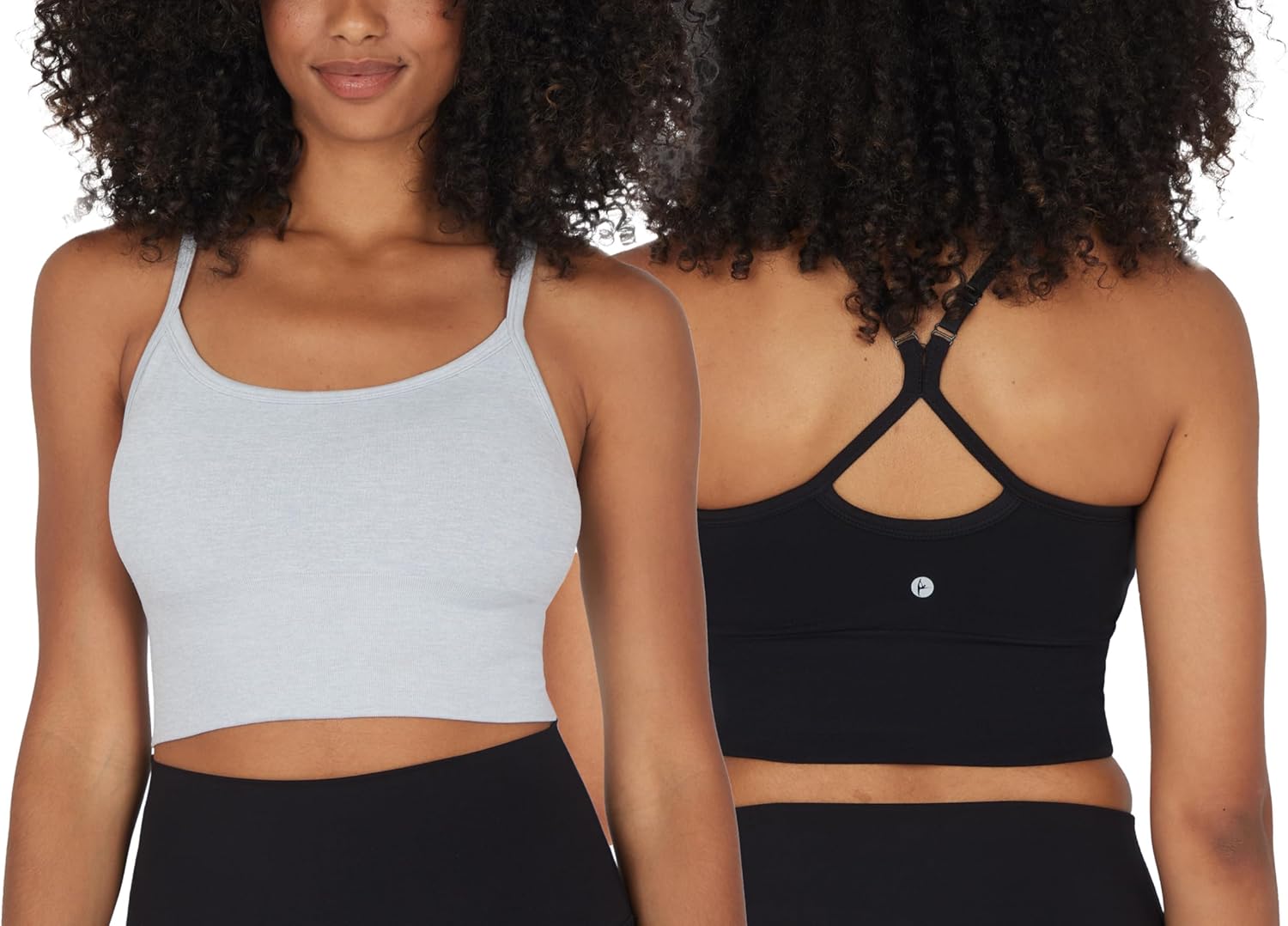 90 Degree By Reflex Womens Seamless Cami Longline Bra - Round Neck Workout Racerback Tank Top