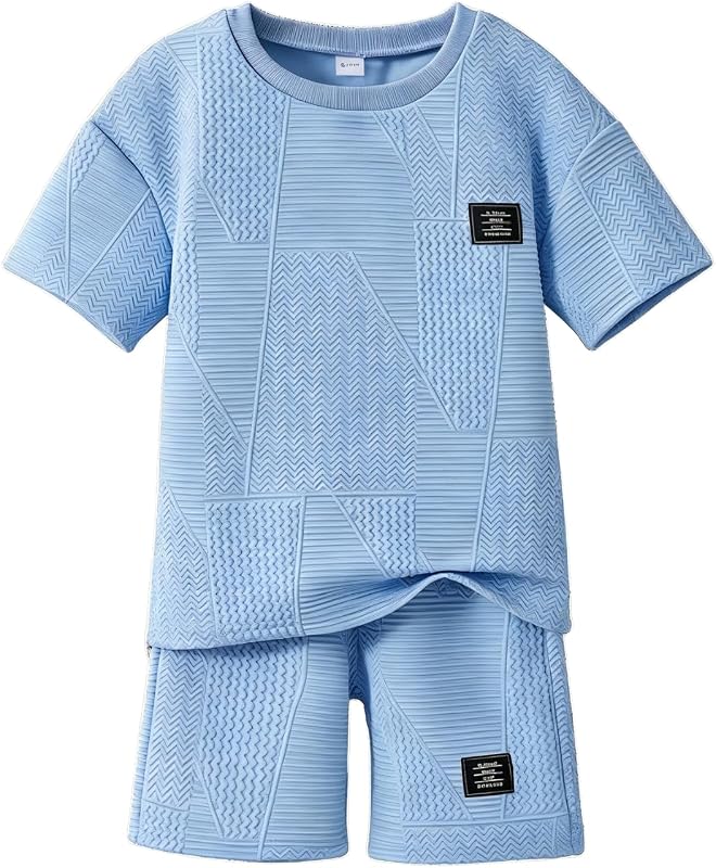Tween Boys Clothes Summer Short Sleeve Top & Shorts Set 2-Piece Casual Outfit Size 6-12 Years