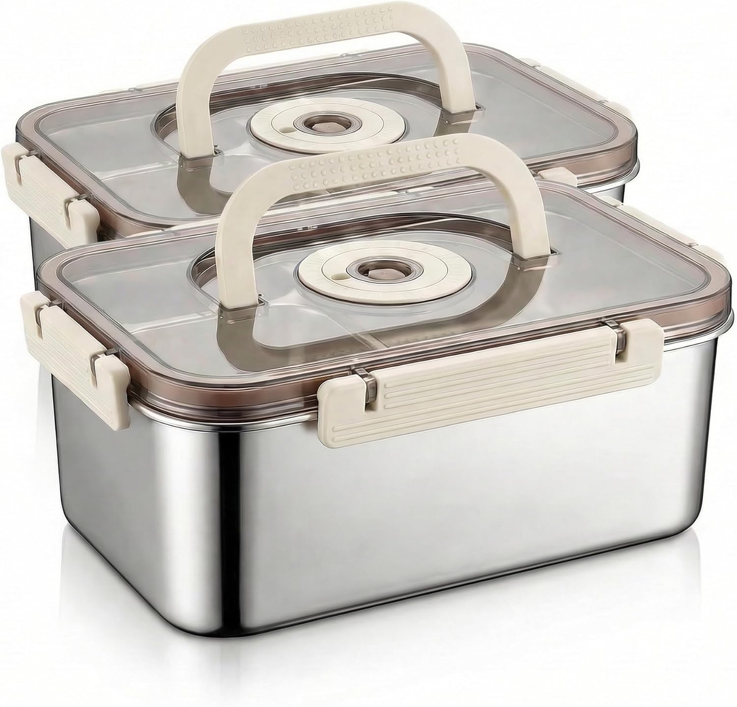 2 Pack Airtight 316 Stainless Steel Bread Box with Lid & Handle, Time Recording Bread Storage Container, Dishwasher Safe Bread Keeper for Homemade Bread Loaf