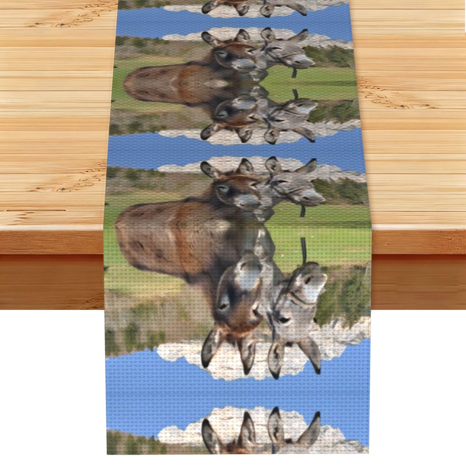 Funny Donkeys Linen Feel Table Runner Wedding Party Home Decoration