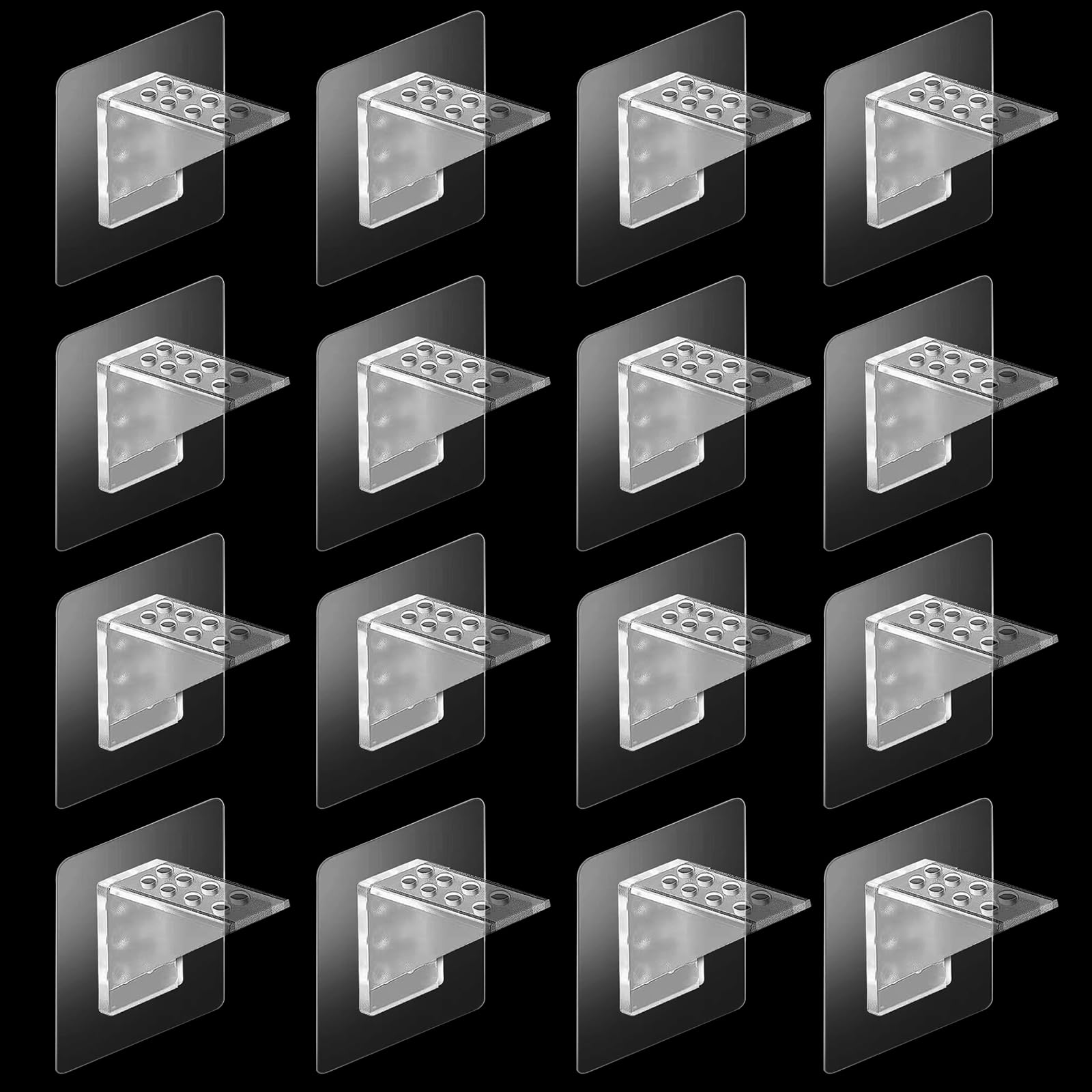 Supporti Mensole Autoadesivi Trasparenti - 12 Pezzi, Portata 30kg, Per Armadi E Scaffali