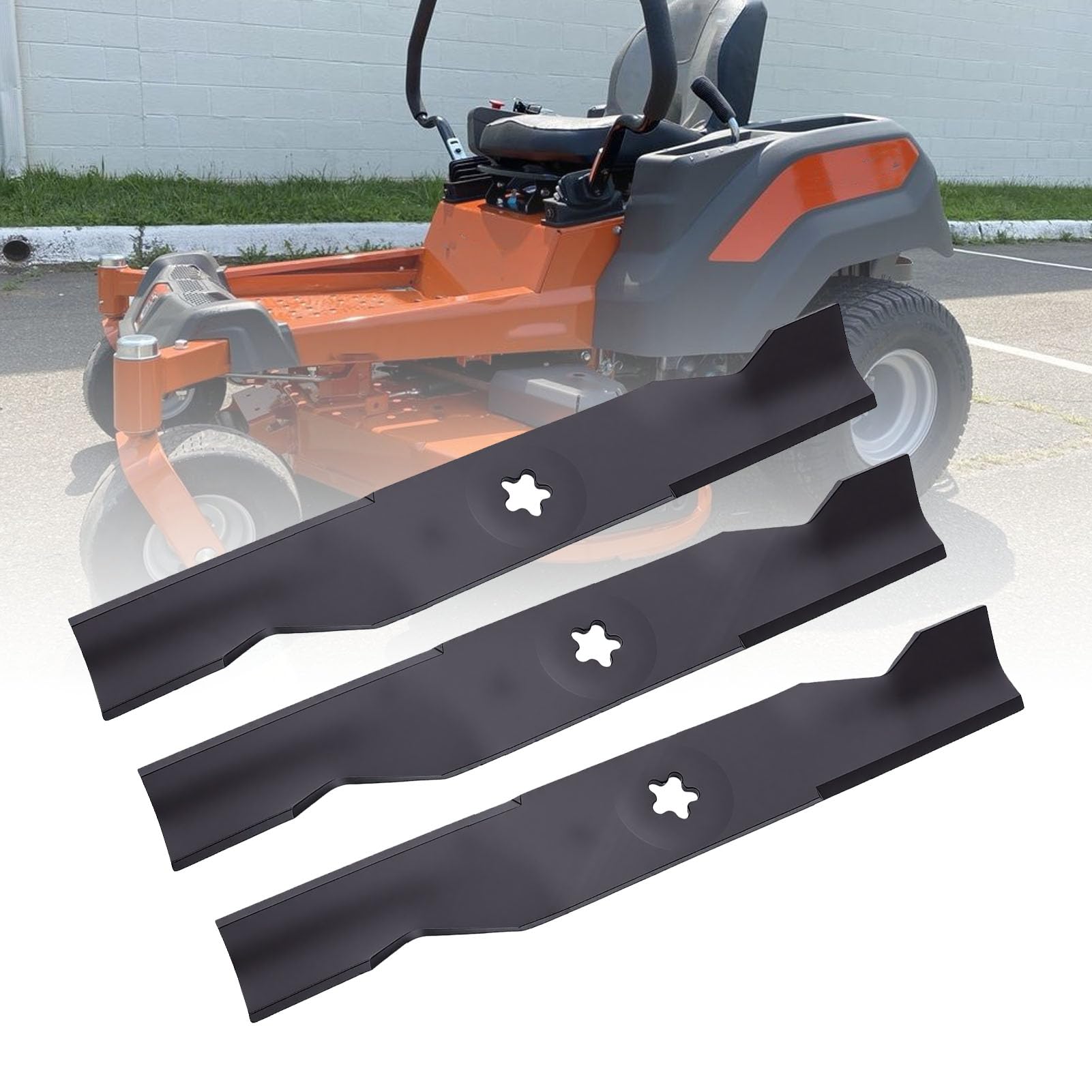 Luocute Cuchillas de Corte Alto Reemplazo para Z248F YTH2348 YTH24V48 YTH23V48 YTH2148 YTH24K48, 48 Pulgadas Deck Cortacésped Cero, con Orificio Central de Cinco Puntas