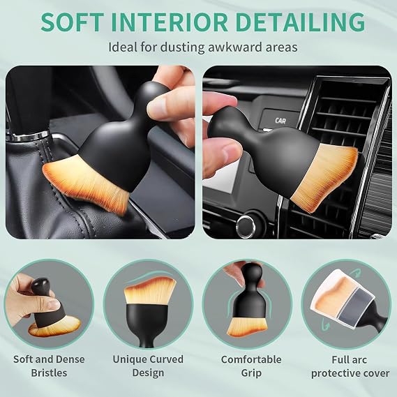 8 Pcs Car Washing Cleaning Kit, 2 Car Wash Mitt 3 Cars Cleaning Cloths 2 Interior Cleanings Extra Soft Dusting Brushes 1 Clean Brush, Household Detailing Brush Set for Clean Cars, Drying, Detailing
