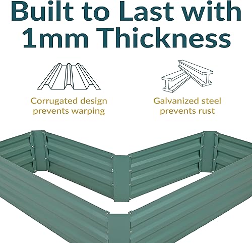 Miniatura 252 de Sunnydaze Cama de jardín de metal elevada de 11.75 pulgadas de alto, cama de jardín elevada galvanizada para exteriores para verduras y flores