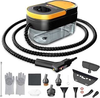 2500W Steam Cleaner, 15s Heat-Up, 3-Level Adjustable Handle, 1600ml Tank with 16 Accessories, Portable Chemical-Free Multi-Surface Cleaner for Dirt, Grout, Tile, Floor, Car, Kitchen & Bathroom