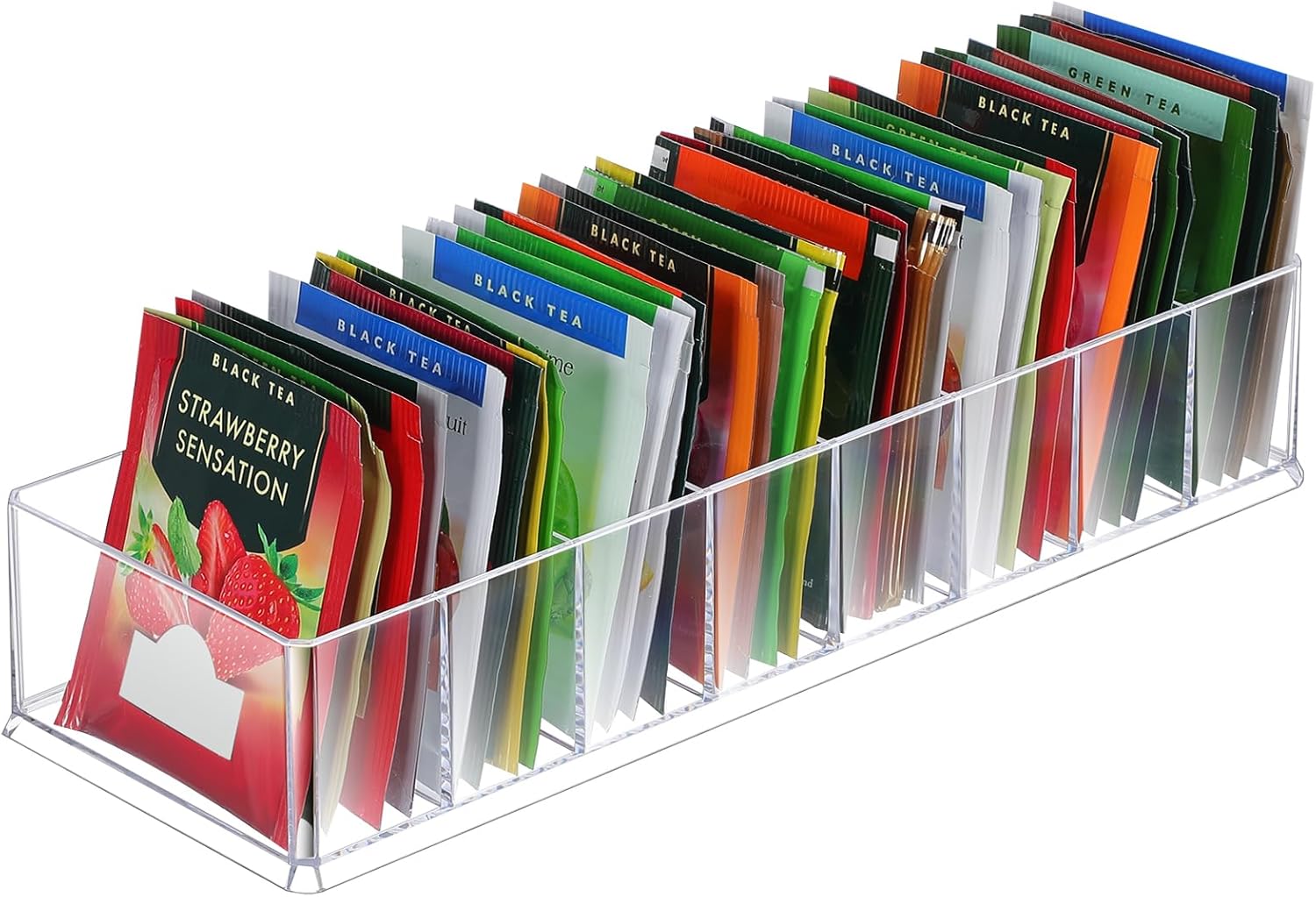 Cinnvoice 4 Pcs Tea Bag Storage Acrylic Clear Tea Drawer Organizer for Drawers, Kitchen, Cabinets, Pantry, Countertops Tea Organizer