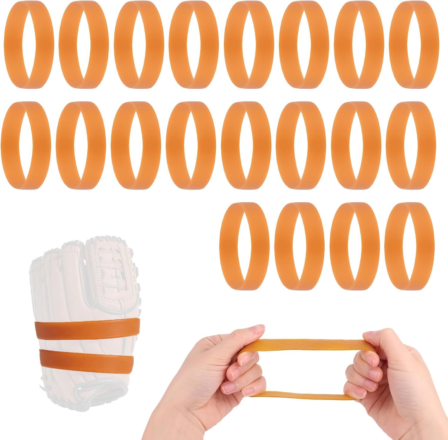 20pcs Baseball Glove Rubber Bands, Softball Mitt Bands Elastic Sport Ball Binding Accessories for Quickly Helping Players Maintain Glove Shape