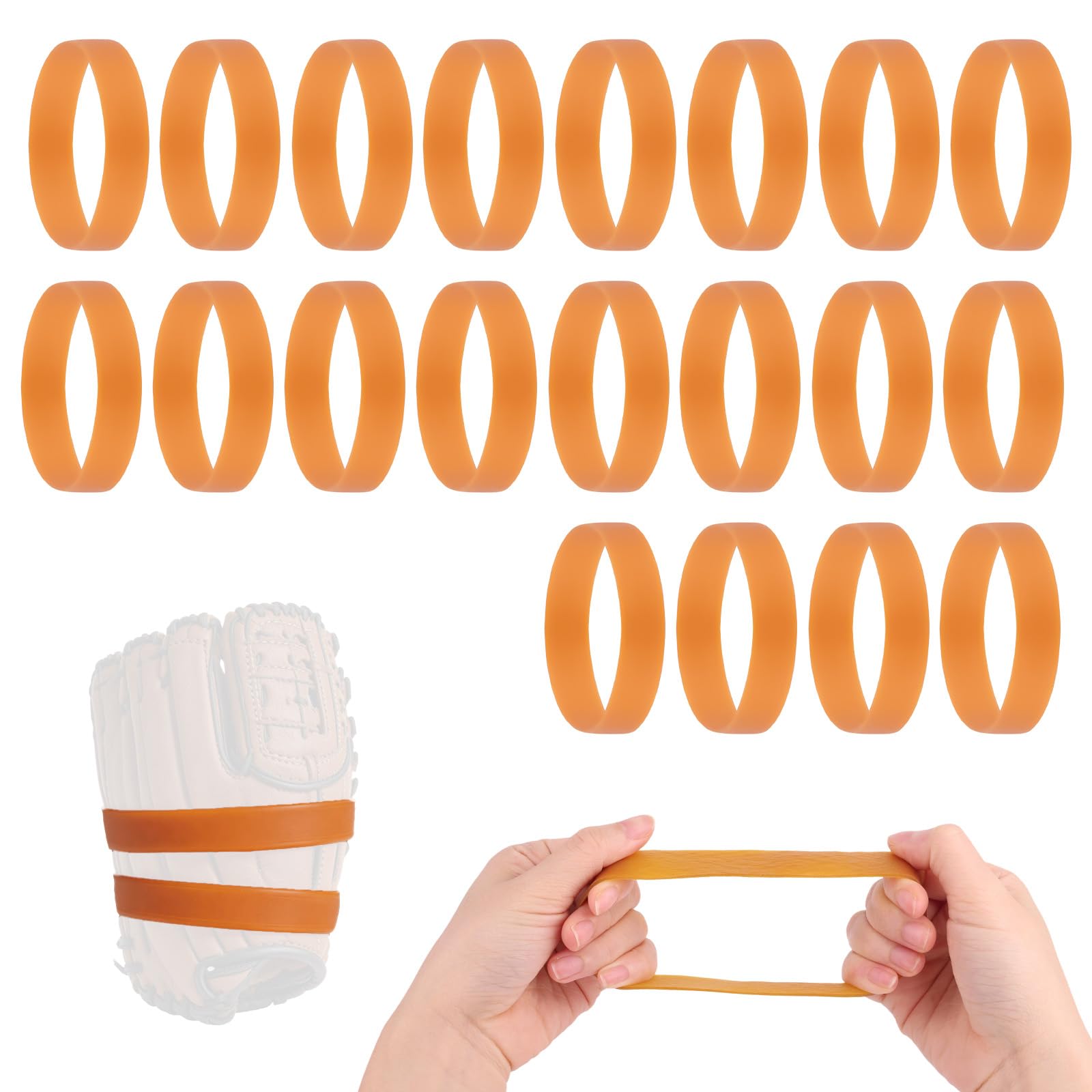 Fukaisu 20pcs Baseball Glove Rubber Bands, Softball Mitt Bands Elastic Sport Ball Binding Accessories for Quickly Helping Players Maintain Glove Shape