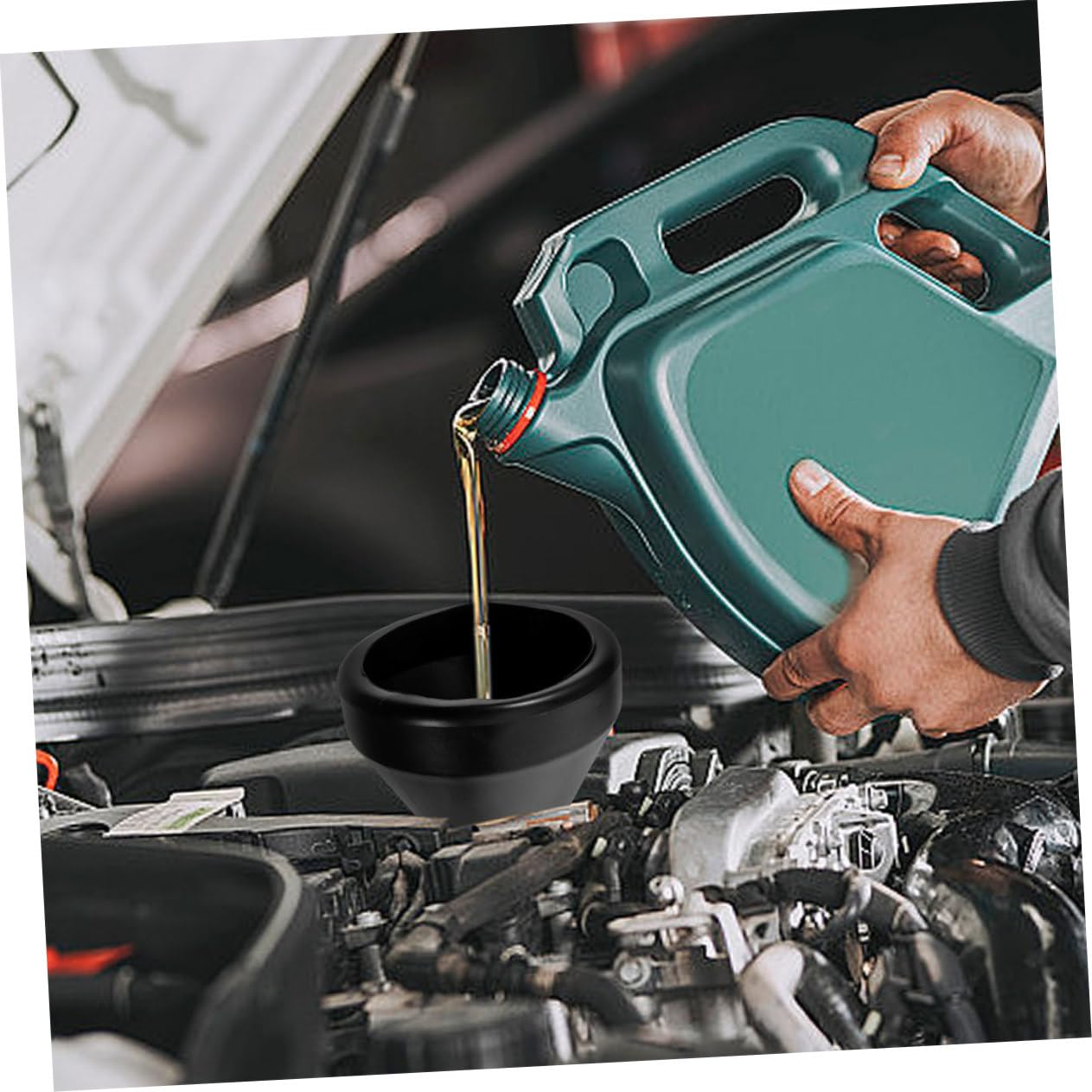 Ciieeo 2piezas Embudo de Combustible de Plástico para Coche y Motocicleta con Filtro para Cambiar Aceite y Repostar Gasolina