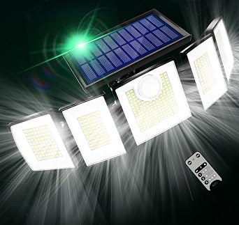 MDCMDCM Solar Motion Sensor Outdoor Lights Waterproof - 416 LEDs 3000 Lumens Super Bright 3 Brightness 3 Modes 360 Illumination 32ft Solar Flood Security Light for Outside