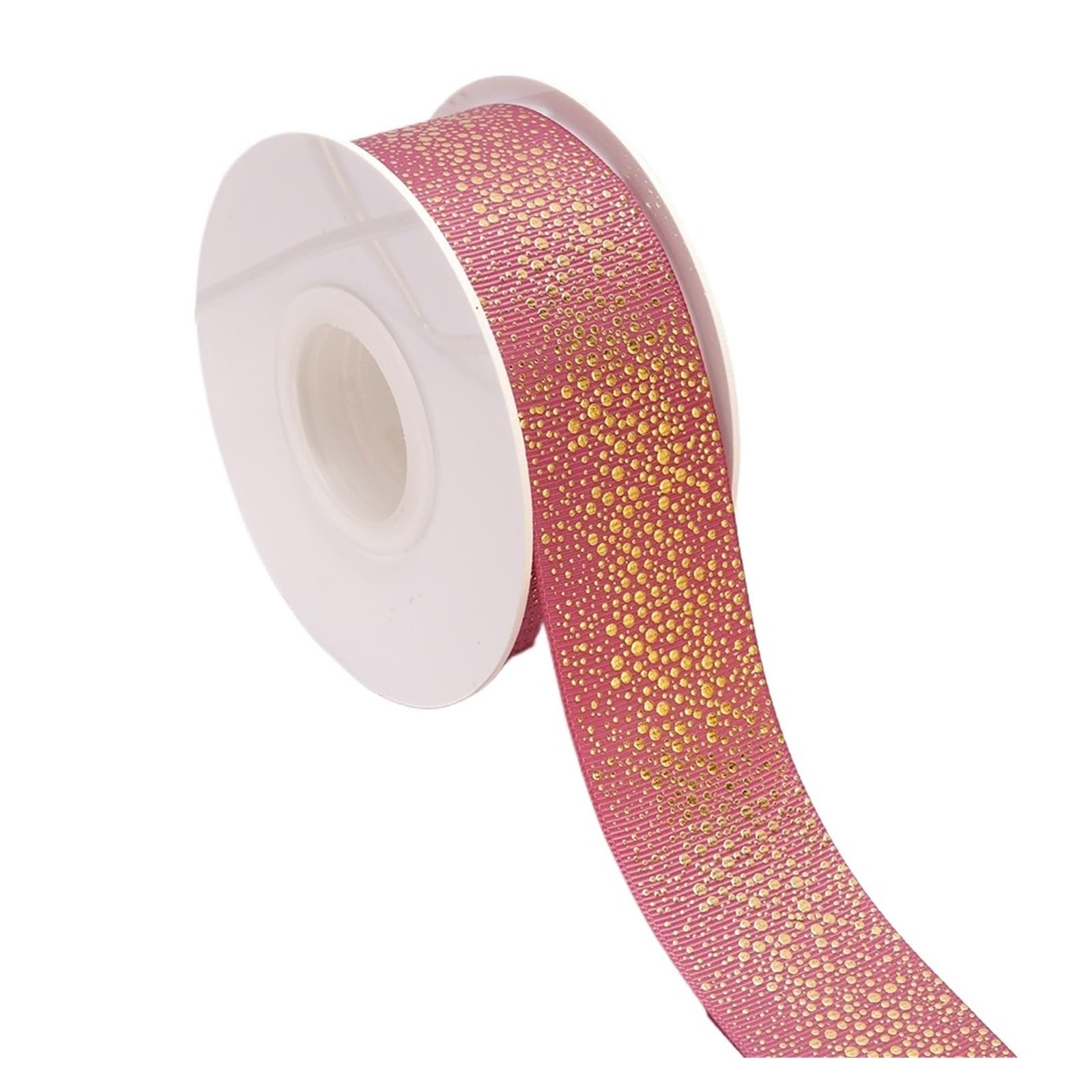 Geschenkbänder 10/50 Yards 38 mm 1,5 Zoll Goldfolie Blumen bedruckte Ripsbänder DIY handgefertigte Materialien(Rose pink,38mm 50yards)