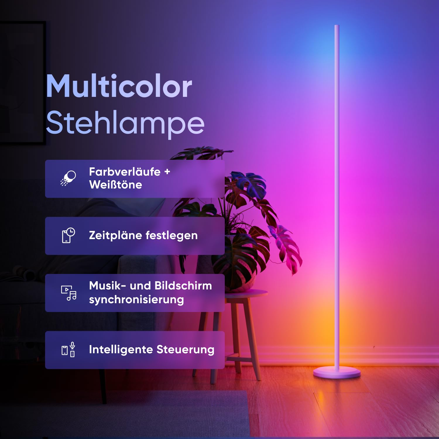 Nanoleaf Matter Smart Stehlampe Weiß, RGB IC LED Floor Lamp Dimmbar, Musik Sync, Dynamische Gradient Szenen, 1700lm, App & Sprachsteuerung (Funktion mit Alexa, Apple), Schlafzimmer Gaming Deko