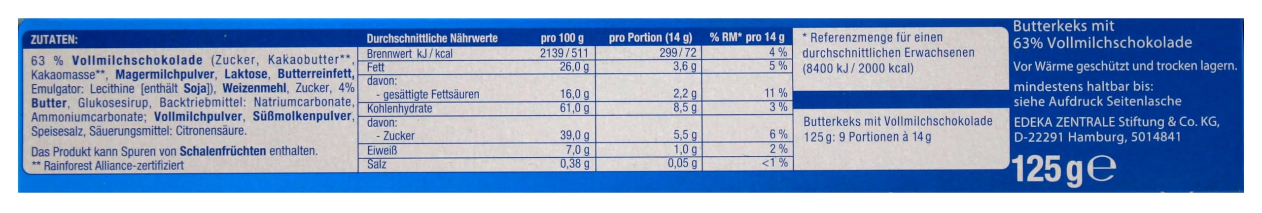 Gut & Günstig Schoko-Butterkeks Vollmilch, 16er Pack (16 x 125g)