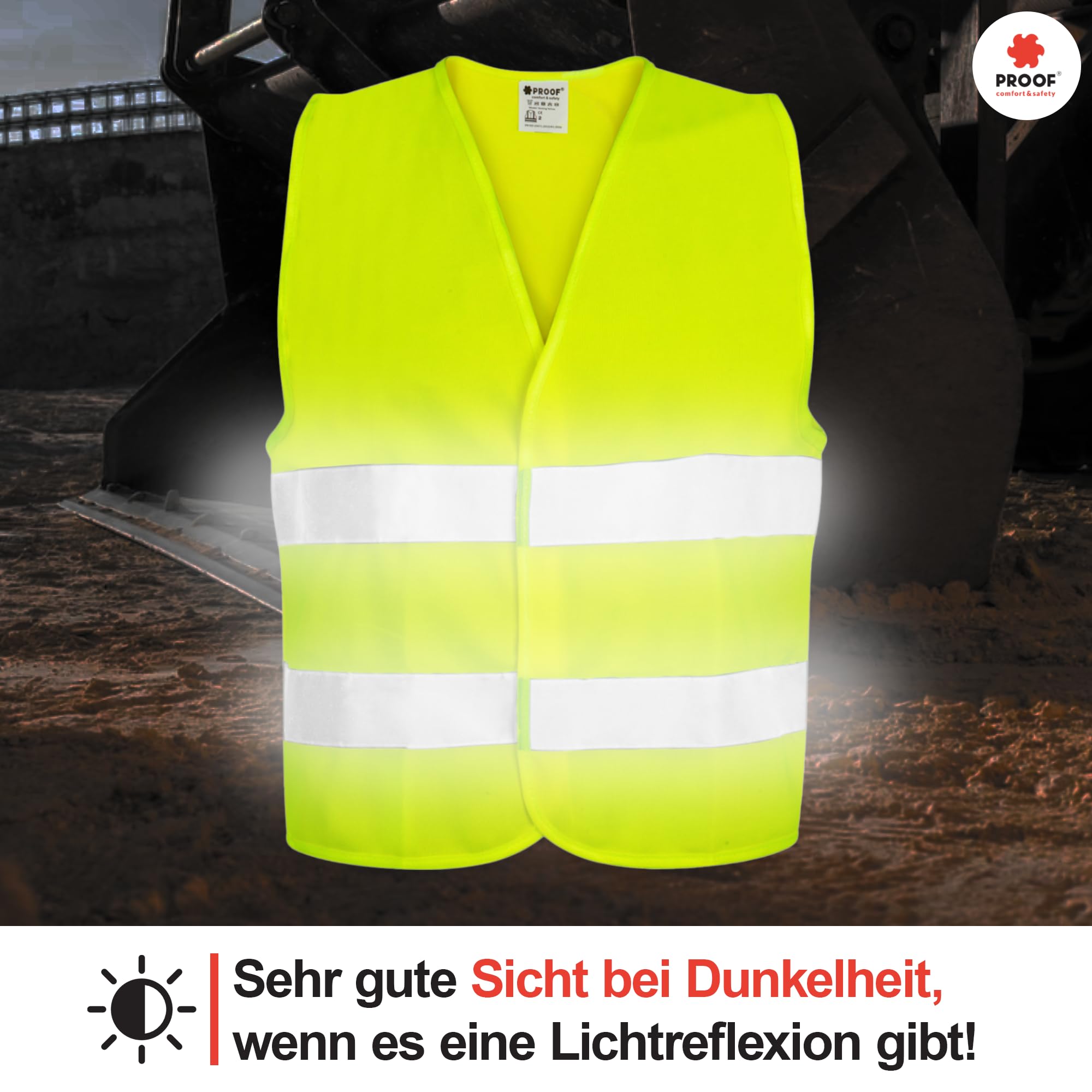 PROOF COMFORT & SAFETY Kamizelka odblaskowa, 1 szt., jasnożółty S - XXXL