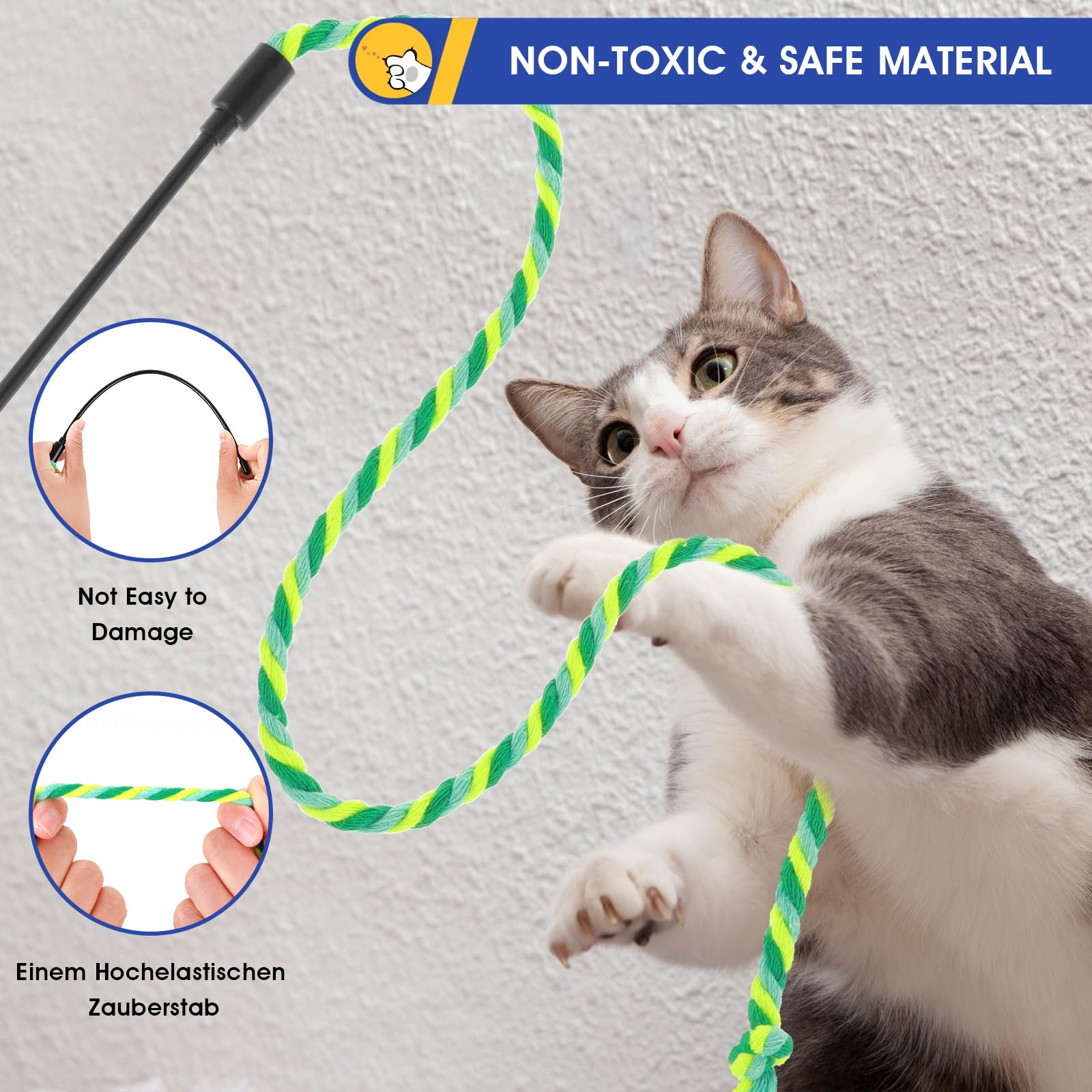 Juguete para Gatos con Teaser de Plumas, 5 Piezas Plumas de Juguetes