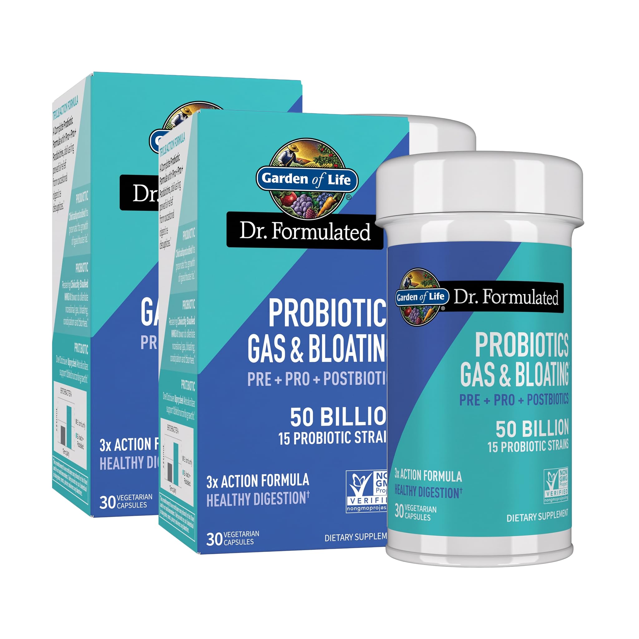 Garden of Life Dr Formulated Once Daily 3-in-1 Complete Prebiotics, Postbiotics & Probiotics for Women and Men - PRE + PRO + POSTBIOTIC Supplement for Gas & Bloating - 50 Billion CFU, 30 Day Supply — Amazon image 9