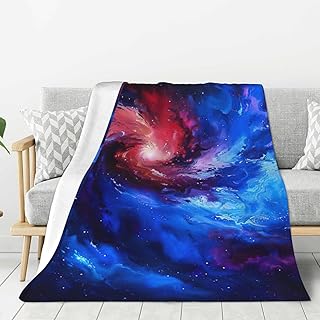 XJXZCFNB Manta de franela de microfibra súper suave con estampado de galaxias rojas y azules, manta para adultos y niños, para sofá, cama, sofá, ultra lujosa, cálida y acogedora para todas las