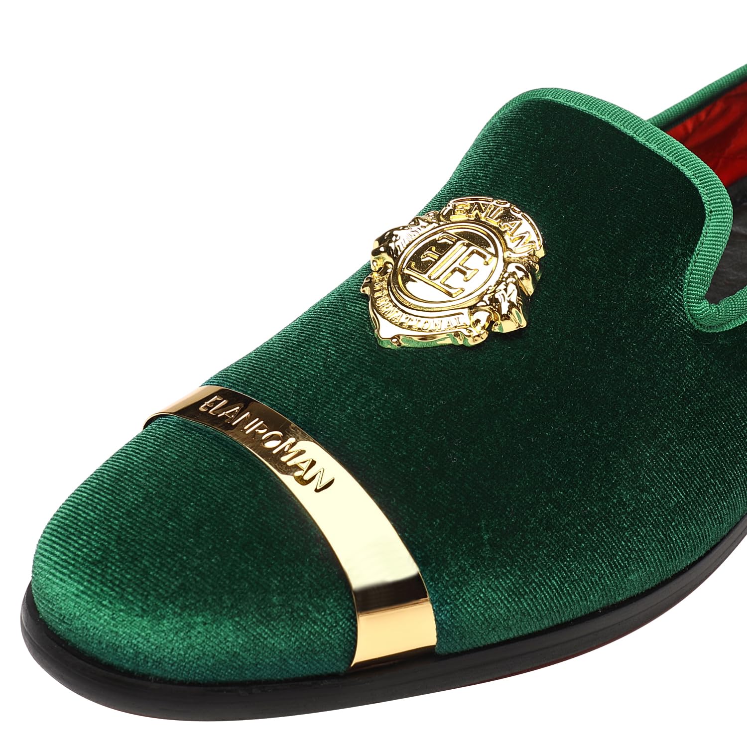 ELANROMAN Men's Velvet Loafers Dress Fashion Wedding Party Prom Shoes: 12 Olive