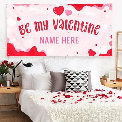 Miniatura 66 de Cartel de fondo personalizado para el día de San Valentín, decoración de San Valentín, letrero de vinilo con texto en inglés "Be My Valentine