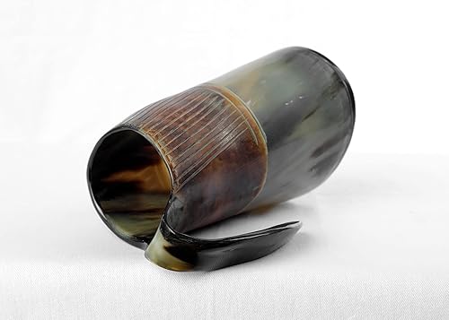 Miniatura 2 de Viking Traders Taza medieval original de cuerno vikingo hecha a mano de cuerno genuino con revestimiento seguro para alimentos y pulida para