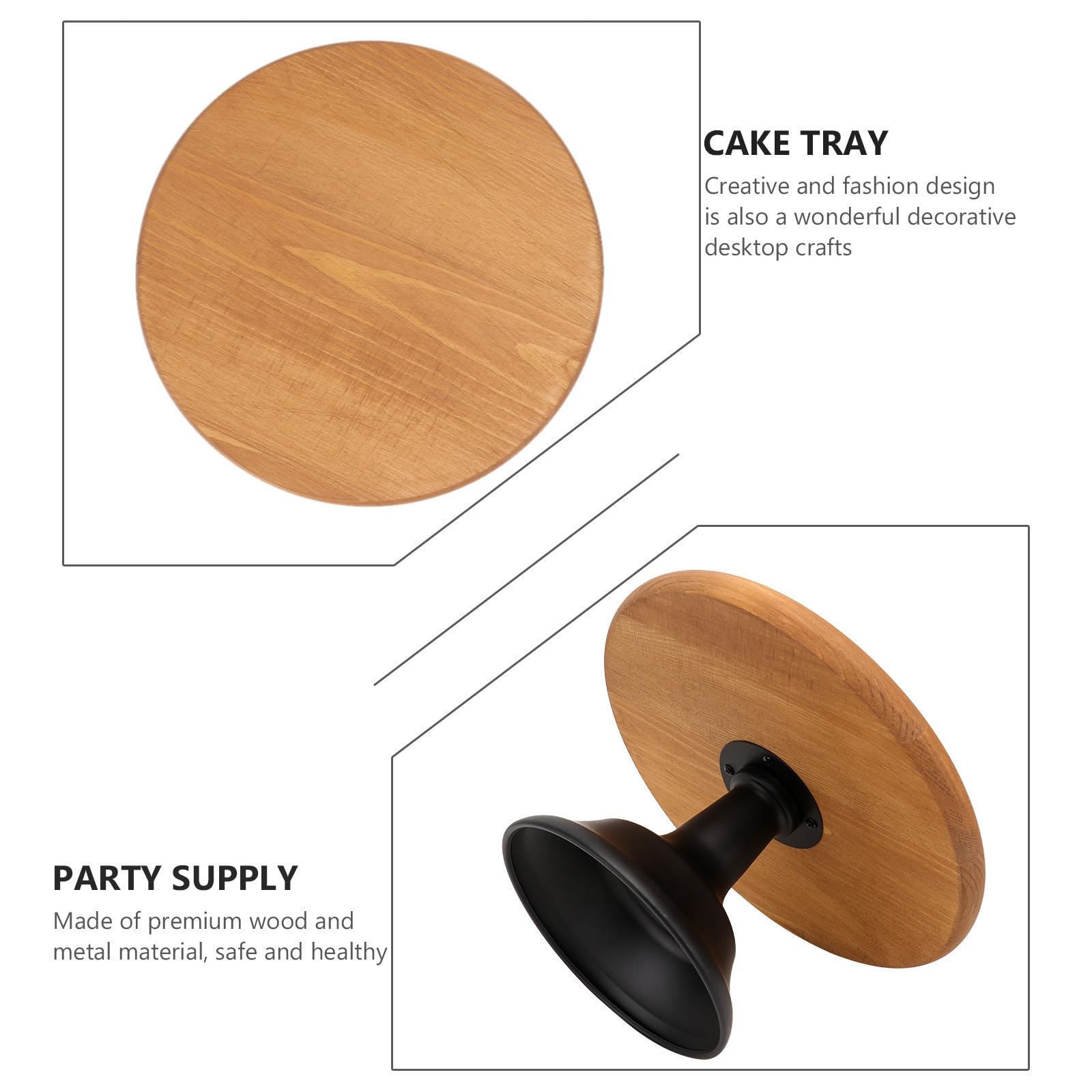 Porta Postres de Madera y Metal Marrón para Mesa Decorativa Moderna