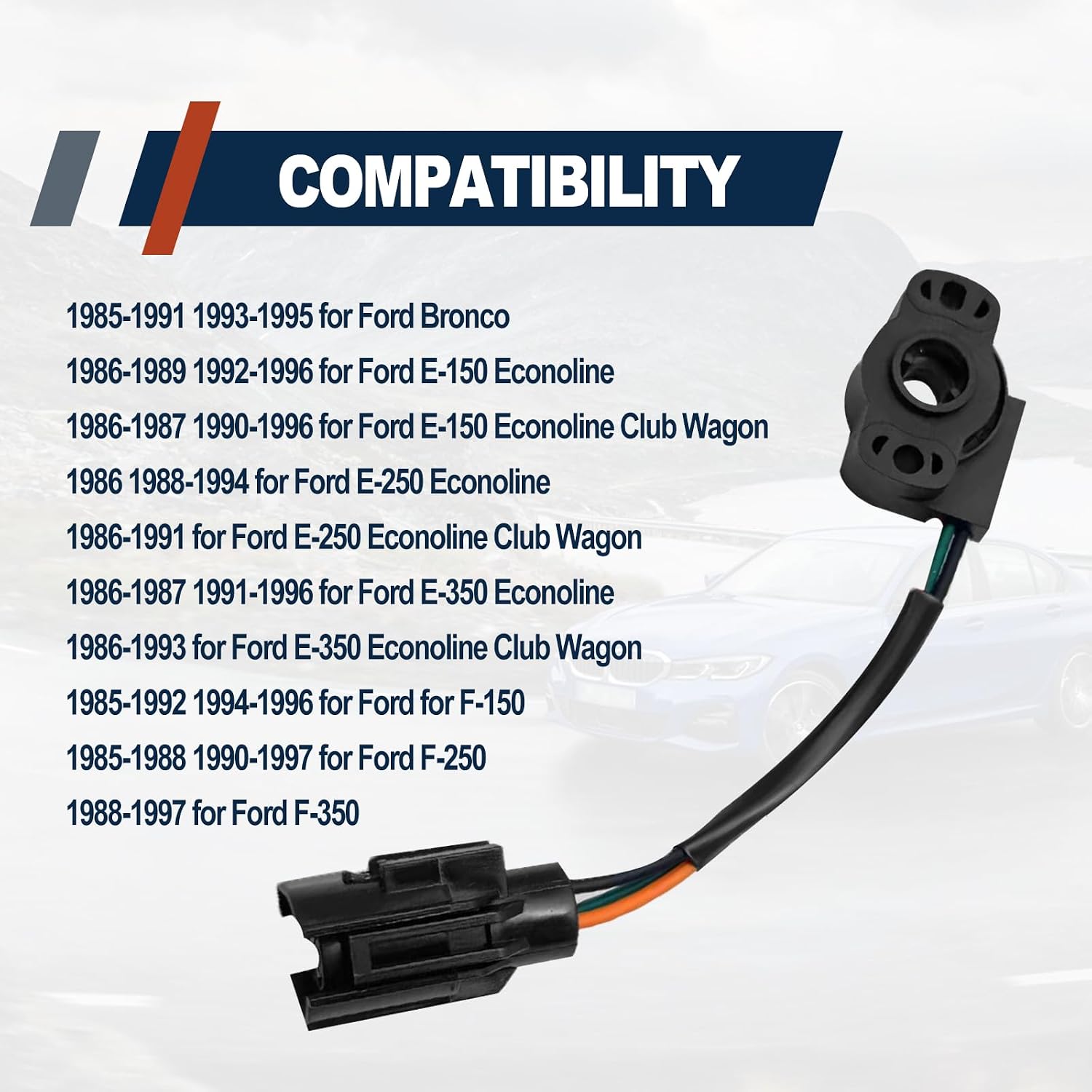 Throttle Position Sensor Compatible with Ford Bronc F-150 F-250 F-350 E-150 E-250 E-350 Econoline E-250 E-350 Econoline Club Wagon Replace OE 12339049 12339051