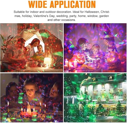 Miniatura 3 de Proyector de luces de Navidad de Halloween para exteriores, 2 en 1 con ondas de agua, luz láser Aurora con control remoto, luz LED impermeable para