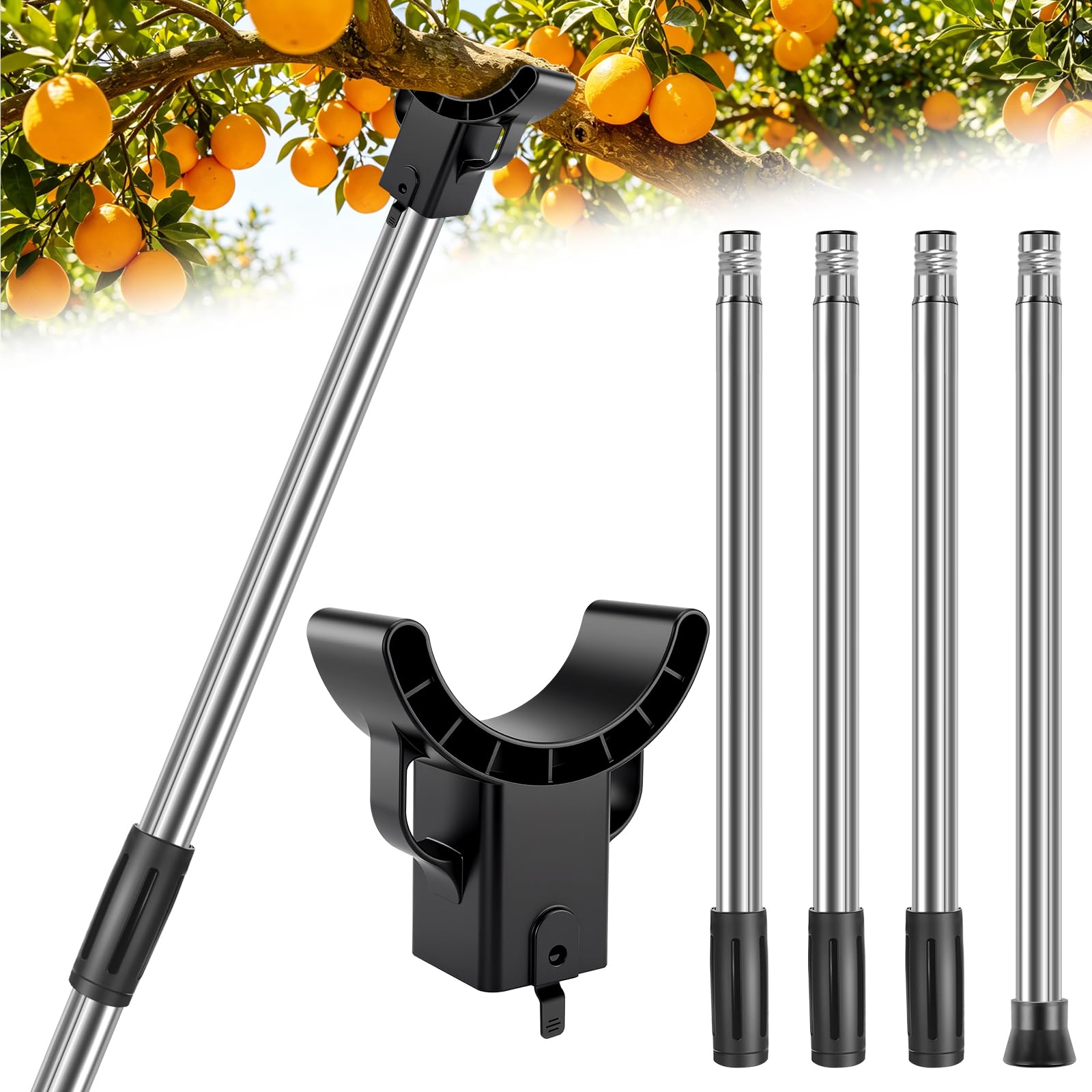 Photo 1 of 2 Set Stainless Steel Tree Support Pole with Upgraded Crutch, 18-60.6 Inch Adjustable Tree Branch Support for Fruit Trees Leaning Plant Breakage Prevention