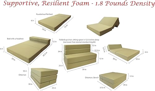 Miniatura 9 de D&D Futon Furniture Colchón plegable de espuma, sofá cama, camas de invitados (tamaño matrimonial, morado) Púrpura,Negro -,Marrón,Borgoña,Gris,Verde