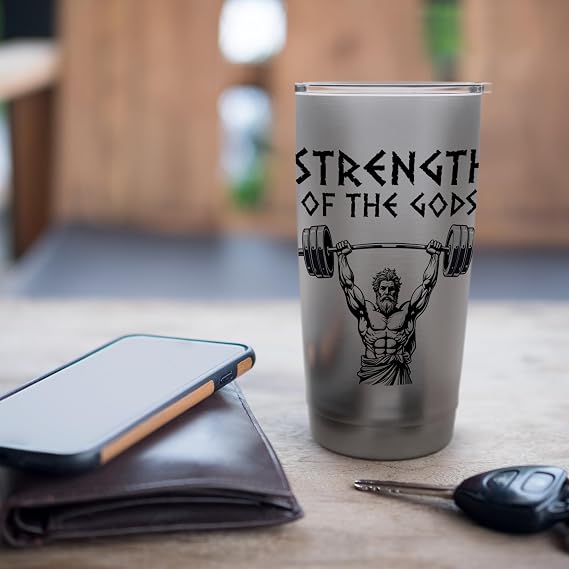 Bodybuilding Strength of the Gods Stainless Steel Insulated Tumbler