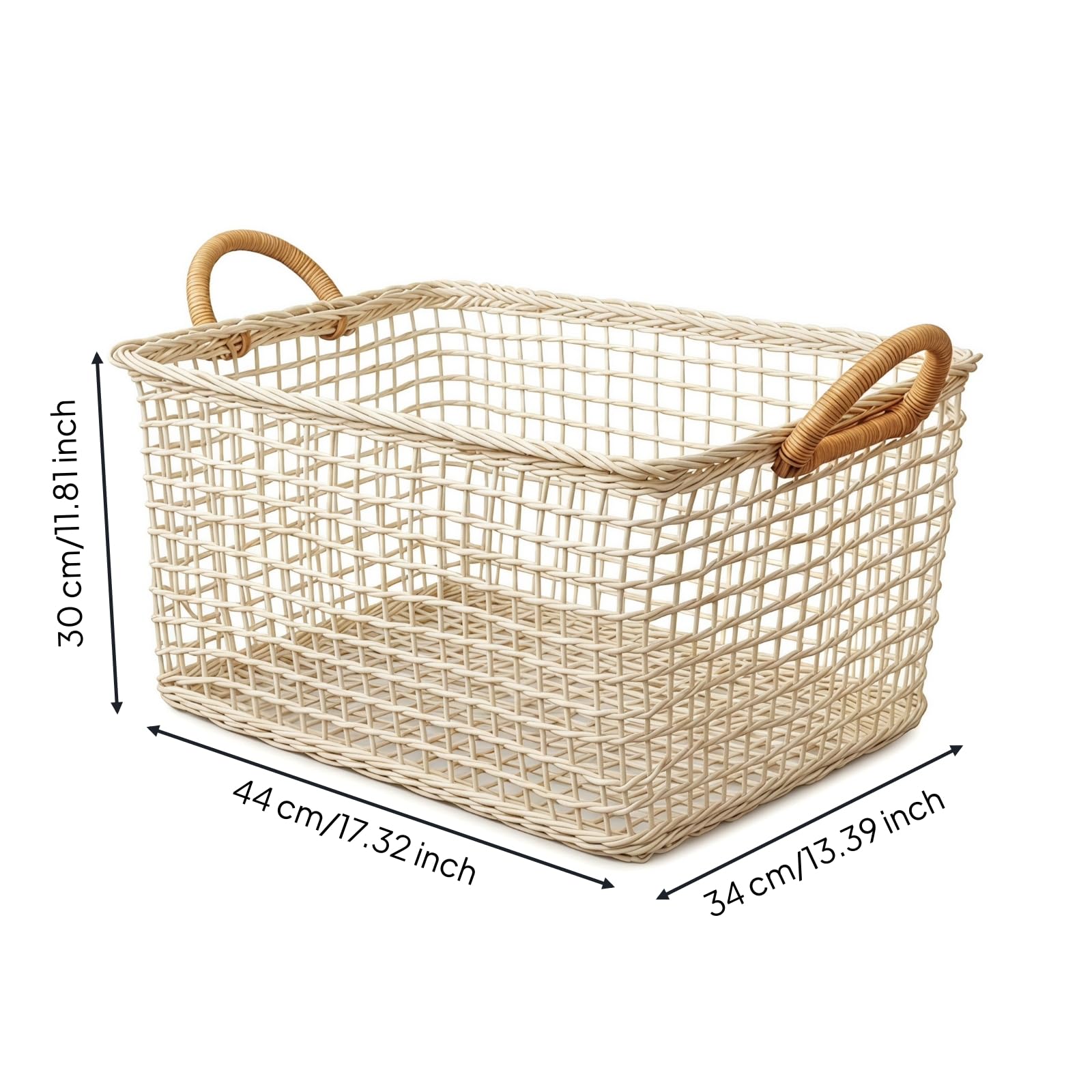 Cesta Rectangular Ratán Multiusos, 44 34 30CM