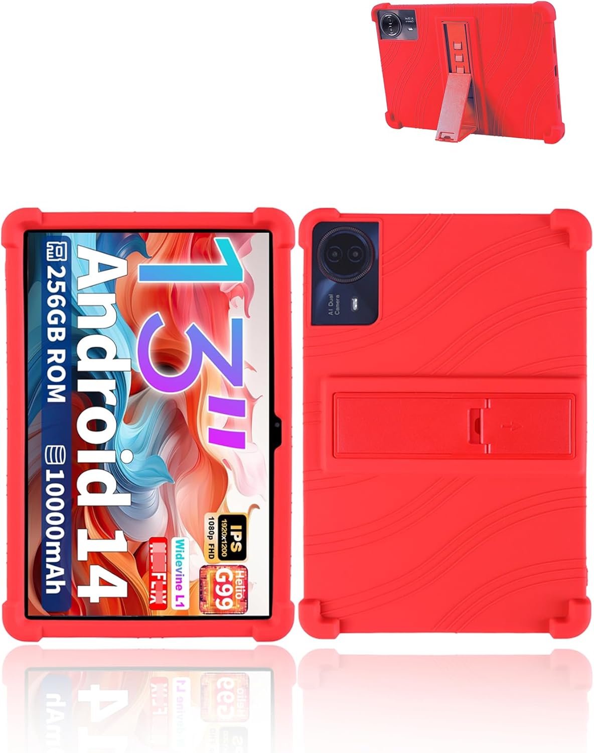 for TECLAST T65max 13 Inches Android 14 Tablet 2024 New Tablet Model Case,Soft Silicone Adjustable Stand Cover Lightweight Kids Friendly,Rainbow.