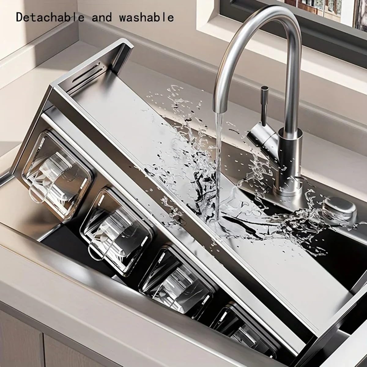 Gewürzregal aus Edelstahl zur Wandmontage, multifunktional, Küchenaufbewahrung für Gläser, Gewürze und Gewürze, platzsparendes Design für das Kochen zu Hause