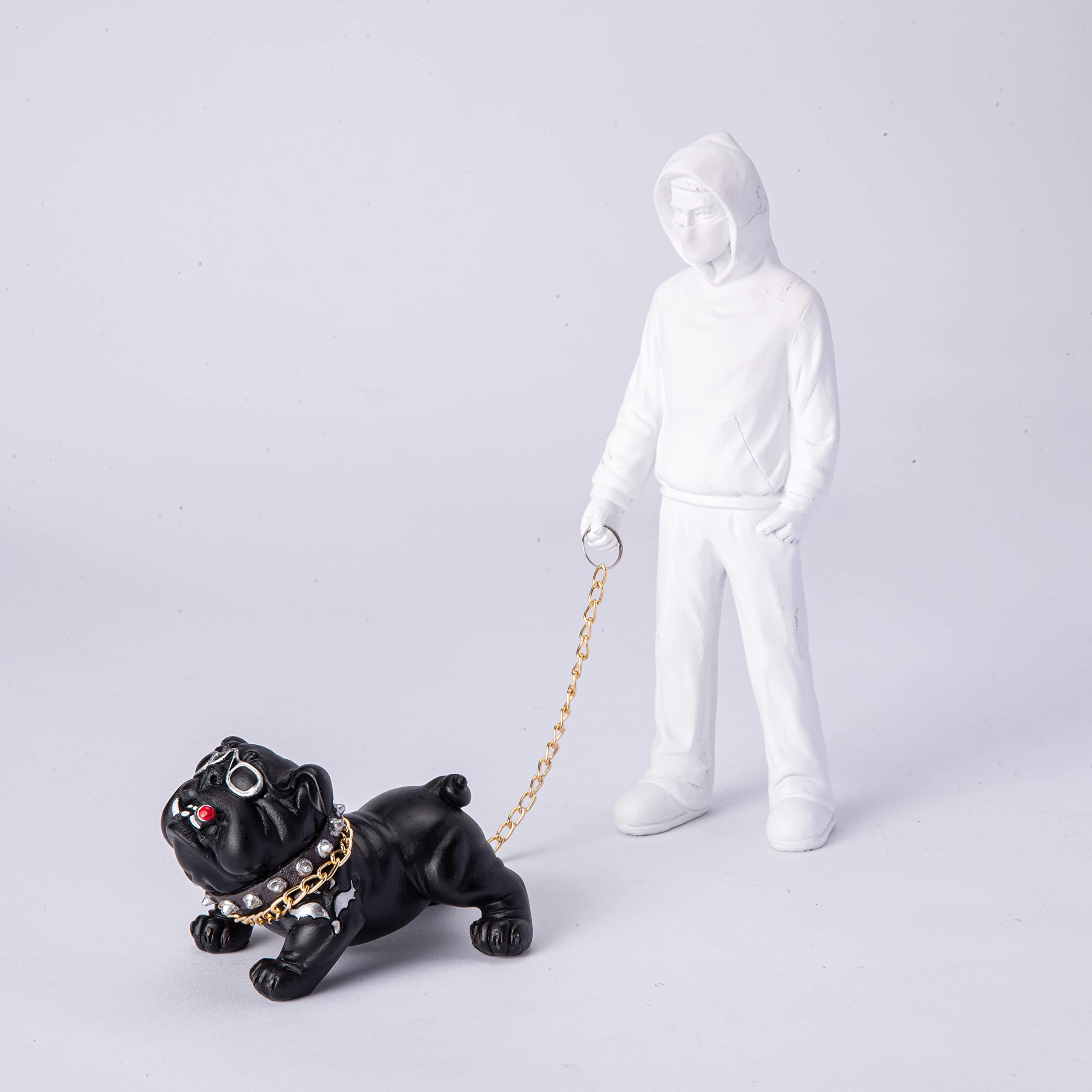 HABITZ Sculpture Banksy Homme Branché Avec Chiens - Art Street Moderne Résine