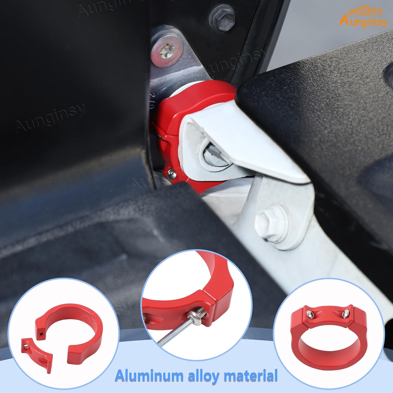 Aunginsy Car Tailgate Anti-Theft Lock Compatible with Toyota Tundra 2022-2026, Aluminum Rear Trunk Right Side Tailgate Security Device Truck Bed Tail Gate Lock Protector Exterior Accessories, Red