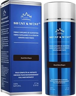 SHENT & MENT Fibras Capilares de Queratina Volumen Instantáneo para Cabello Cobertura Natural Cabello Fino y Zonas Claras Resistente al Sudor y Viento Hombres y Mujeres - Negro - 27,5 gr.